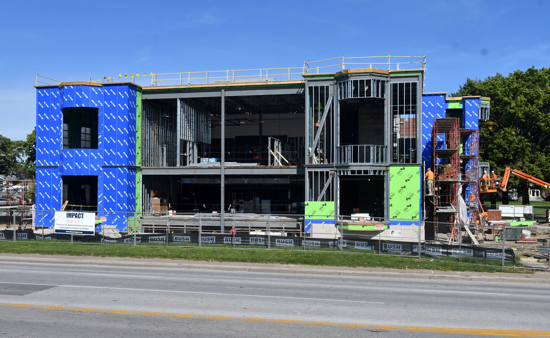 St. Ambrose construction addition to old McMullen Hall.